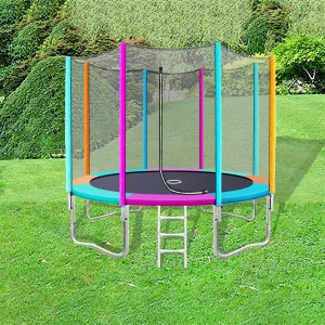 10FT Trampoline Round Trampolines Kids Safety Net Enclosure Pad Outdoor Gift Multi-coloured