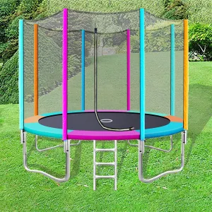 12FT Trampoline Round Trampolines Kids Safety Net Enclosure Pad Outdoor Gift Multi-coloured