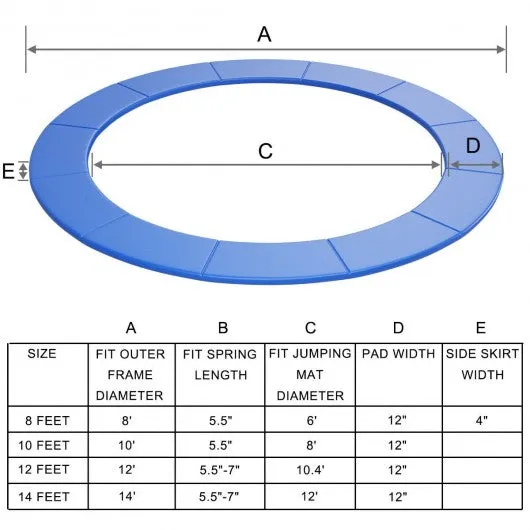14FT Safety Round Spring Pad Replacement Cover -Blue
