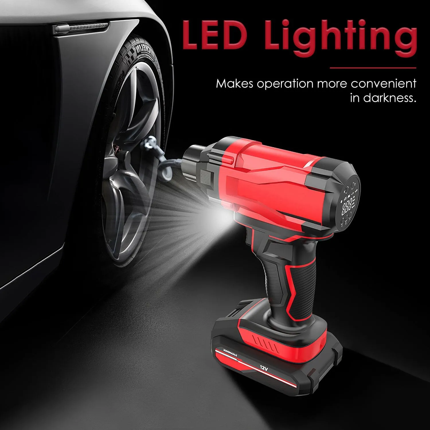 150 PSI 12V Portable Cordless Tire Pump 6000mAh Rechargeable with LED Light