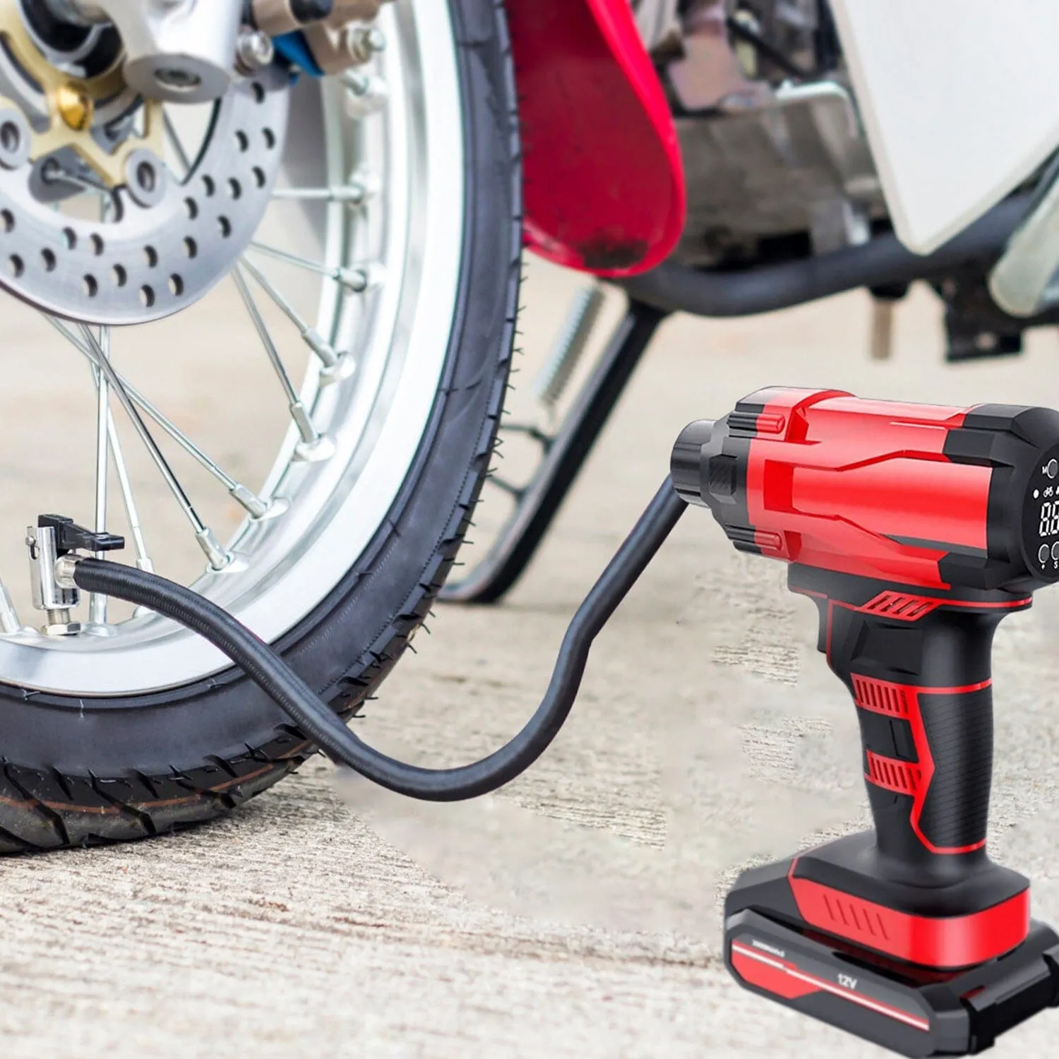 150 PSI 12V Portable Cordless Tire Pump 6000mAh Rechargeable with LED Light