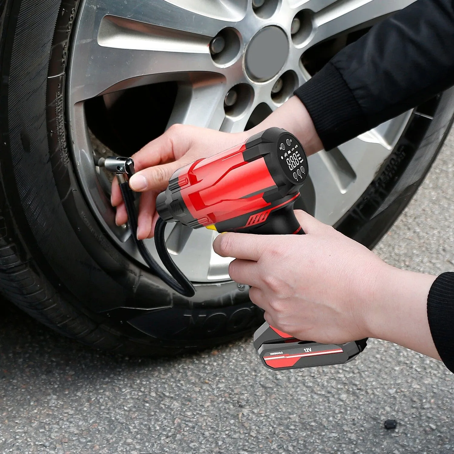 150 PSI 12V Portable Cordless Tire Pump 6000mAh Rechargeable with LED Light