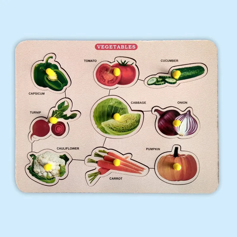 2 in 1 Wooden Vegetables and Numbers Puzzles for Kids