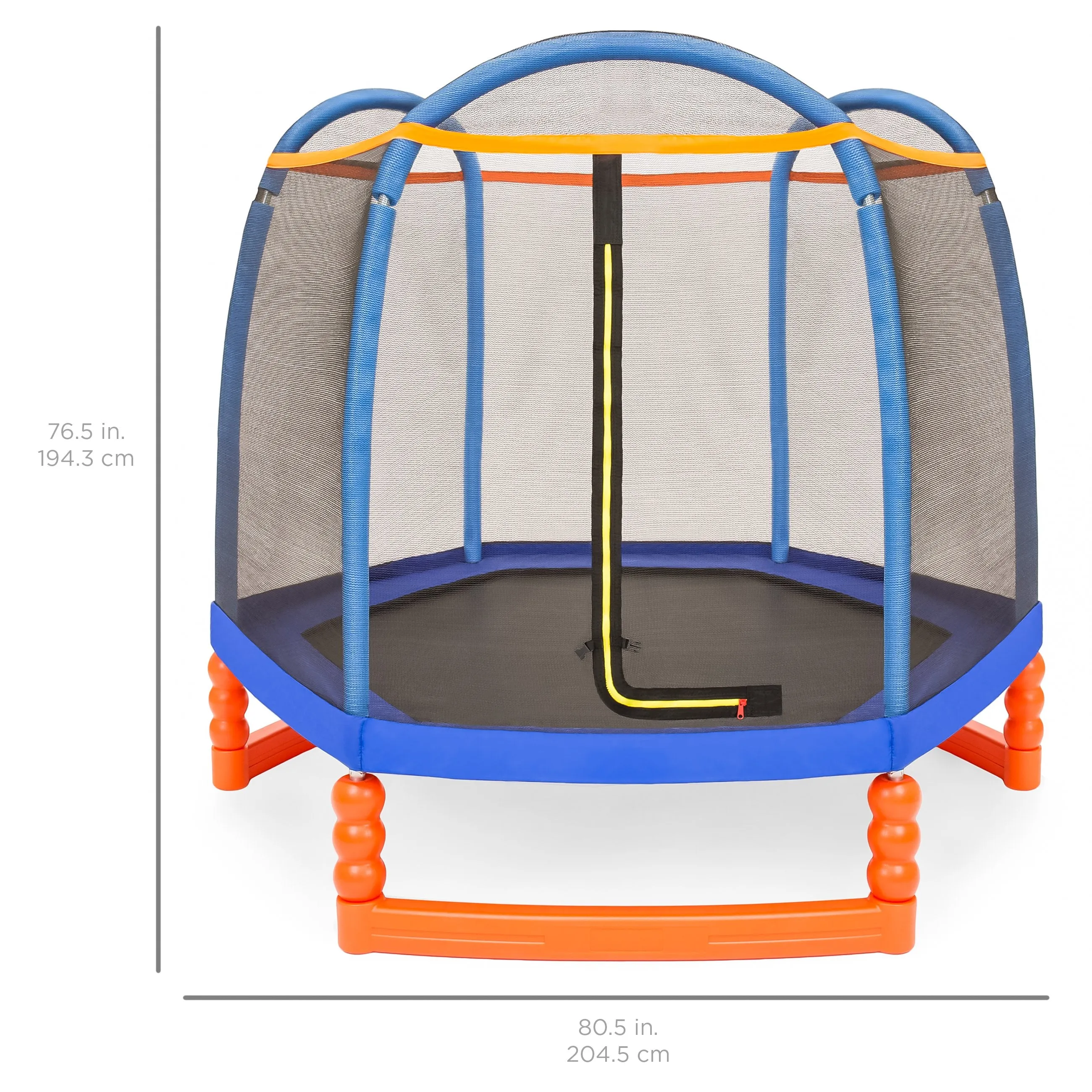 7ft Kids Indoor/Outdoor Mini Trampoline w/ Safety Net, Padding