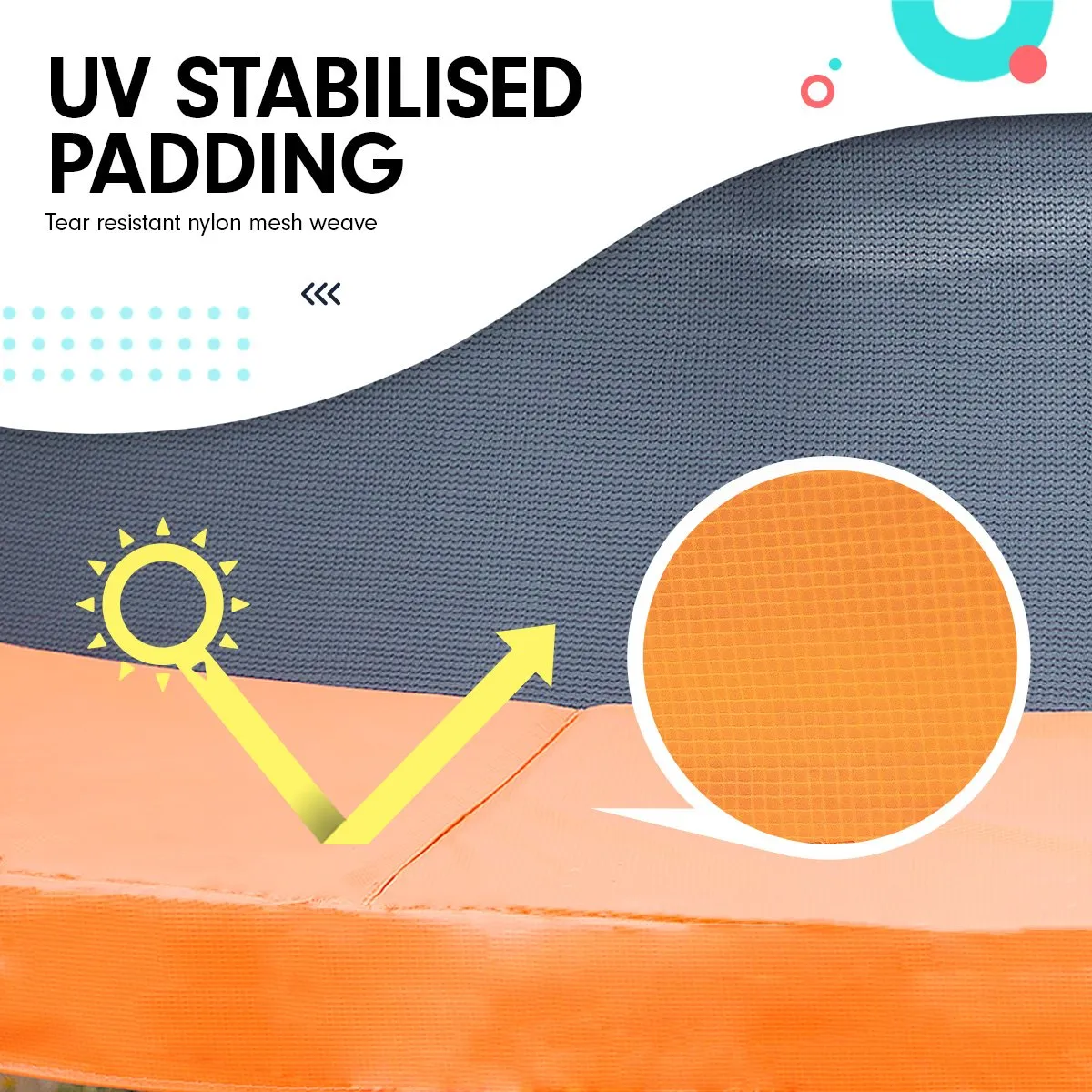 8ft Springless Trampoline Round UV Proof Safety Net Pad - Kahuna
