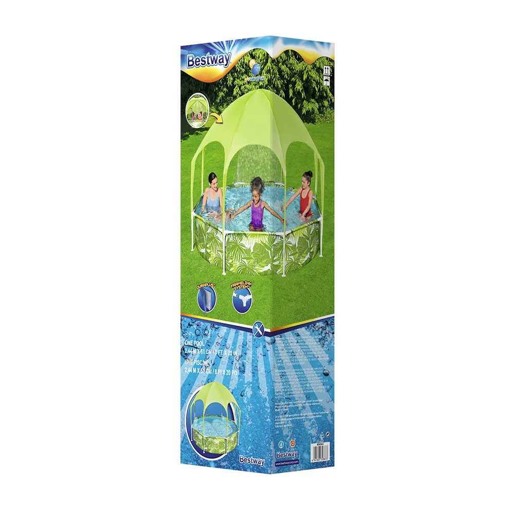 Above Ground Swimming Pool with Mist Shade Metal Frame Inflatable Family Pool