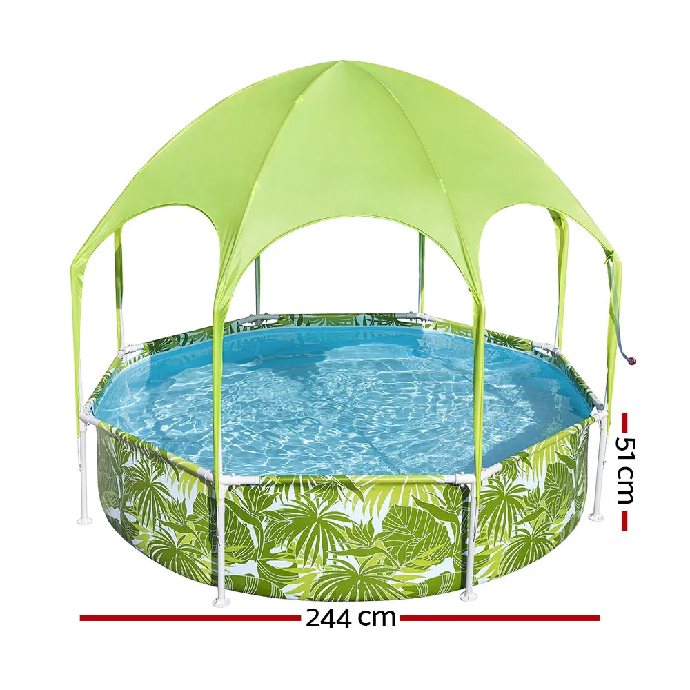 Above Ground Swimming Pool with Mist Shade Metal Frame Inflatable Family Pool