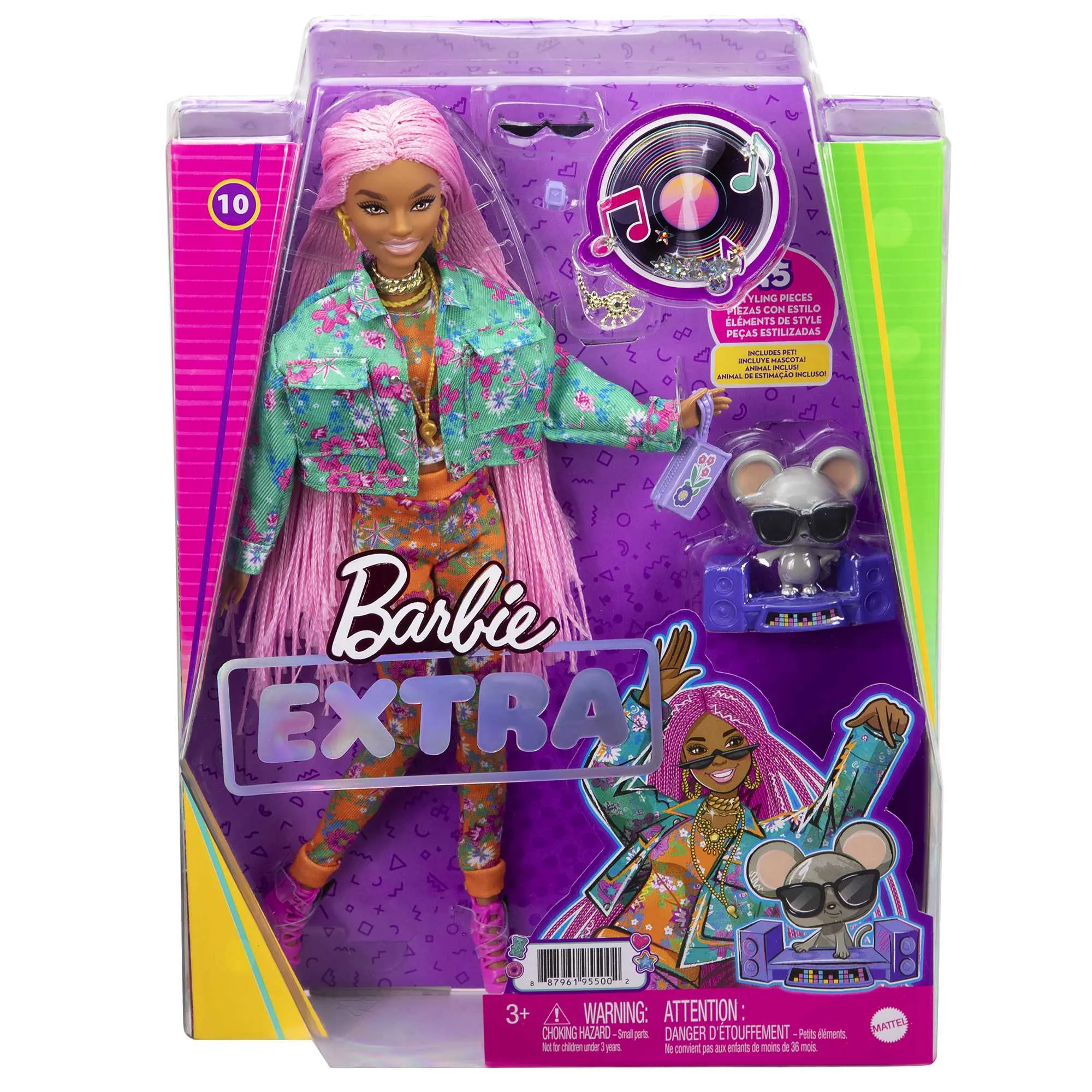 Barbie Doll And Accessories, Barbie Extra Doll With Pet Mouse