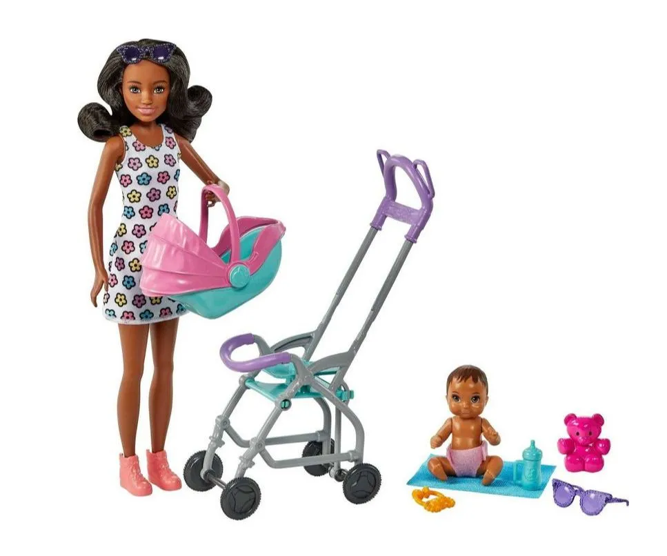 Barbie Skipper Babysitters Inc. Doll & Accessory Babysitter With Black Hair & Stroller