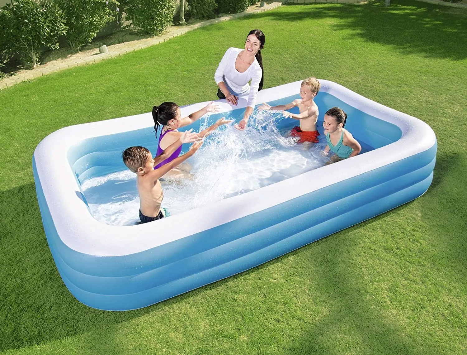 Bestway Deluxe Blue Rectangular Family Pool (10' x 72" x 22"/3.05m x 1.83m x 56cm)