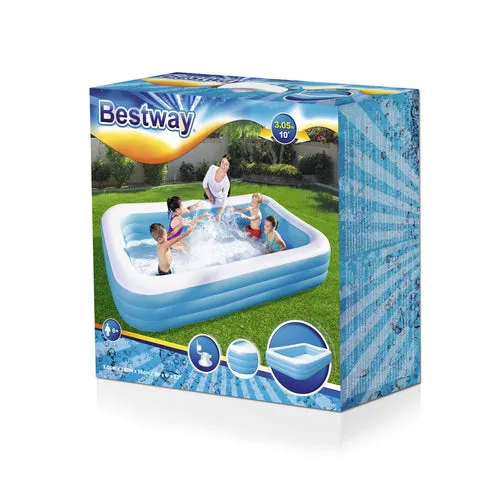 Bestway Deluxe Blue Rectangular Family Pool (10' x 72" x 22"/3.05m x 1.83m x 56cm)