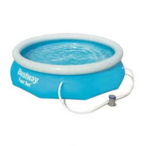 BESTWAY INFLATABLE ROUND SELF-SUPPORTING POOL ABOVE GROUND 305X76CM WITH FAST SET FILTER PUMP