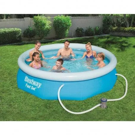 BESTWAY INFLATABLE ROUND SELF-SUPPORTING POOL ABOVE GROUND 305X76CM WITH FAST SET FILTER PUMP