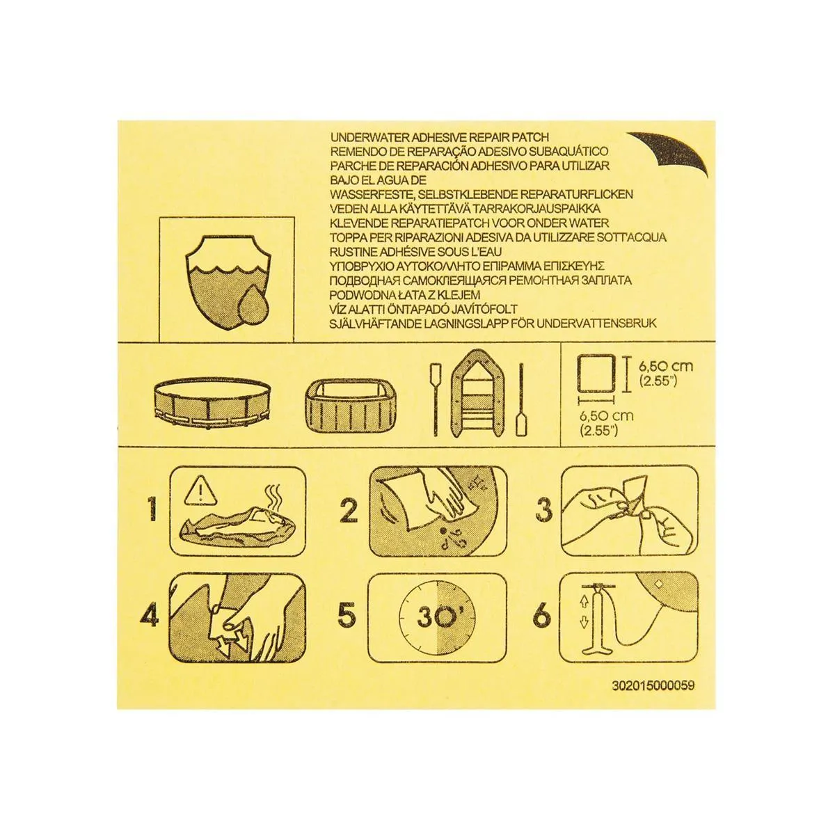 BestwayÂ® waterproof self-adhesive repair patches 6.5 x 6.5 cm 10 pieces