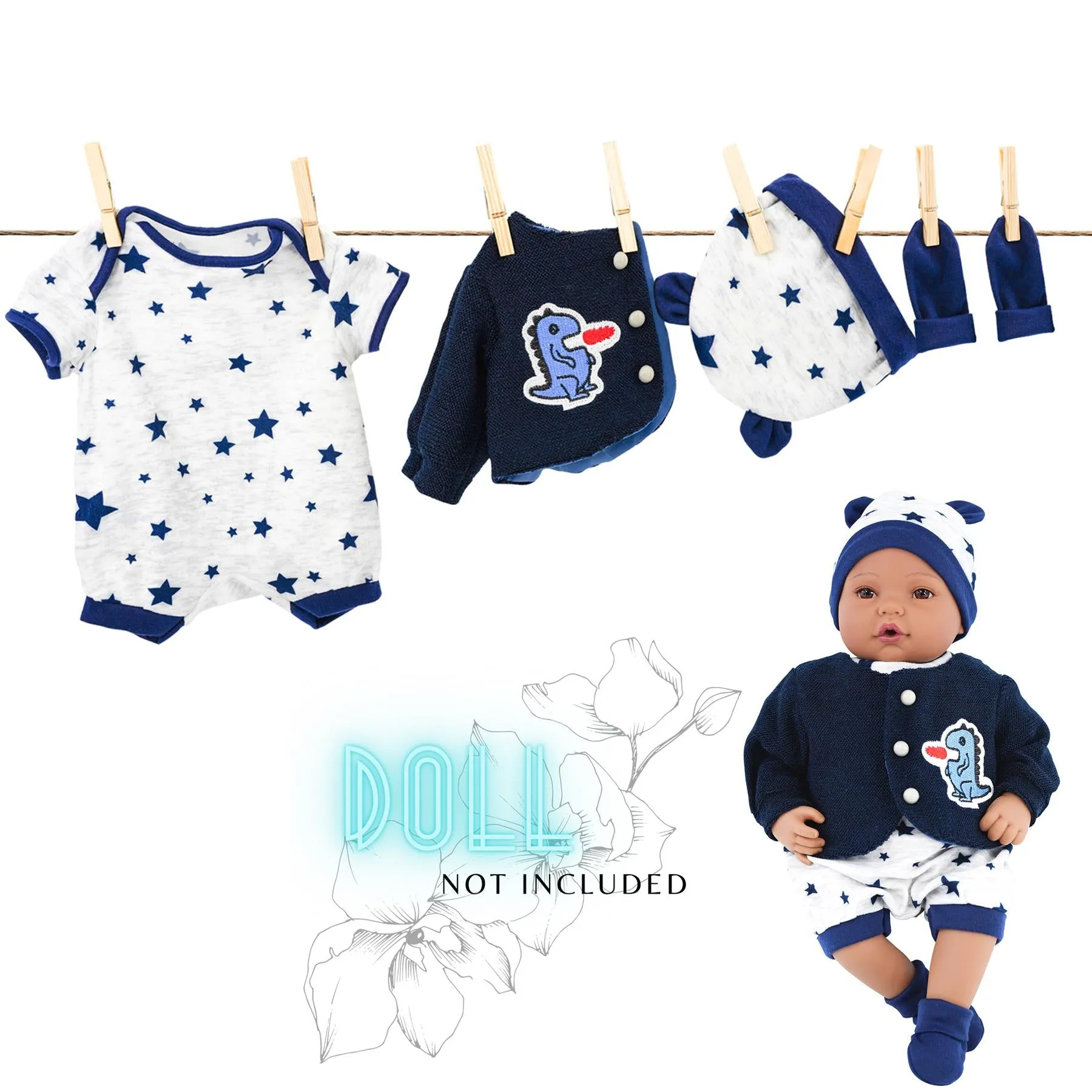 BiBi Outfits - Reborn Doll Clothes (Navy) (50 cm / 20")