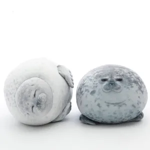 Chubby Blob Seal Pillow Plush Animal Toy Stuffed Seal Plushie Cotton Cute Pillow Gray