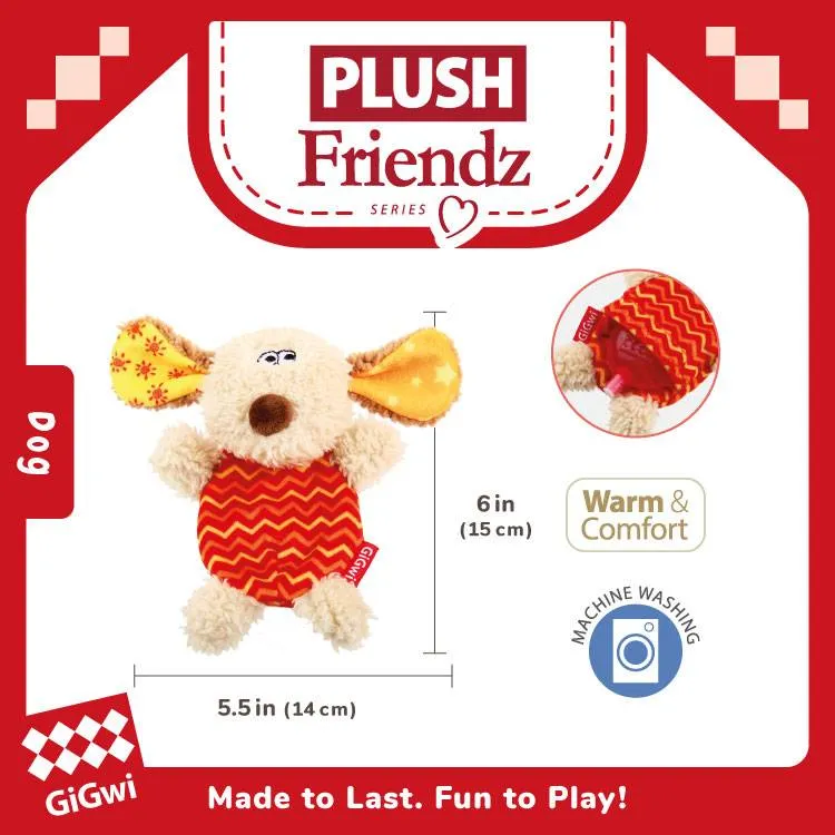 Dog 'Plush Friendz' w/Refillable Squeaker Grey/Red Small