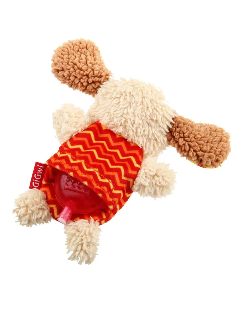 Dog 'Plush Friendz' w/Refillable Squeaker Grey/Red Small