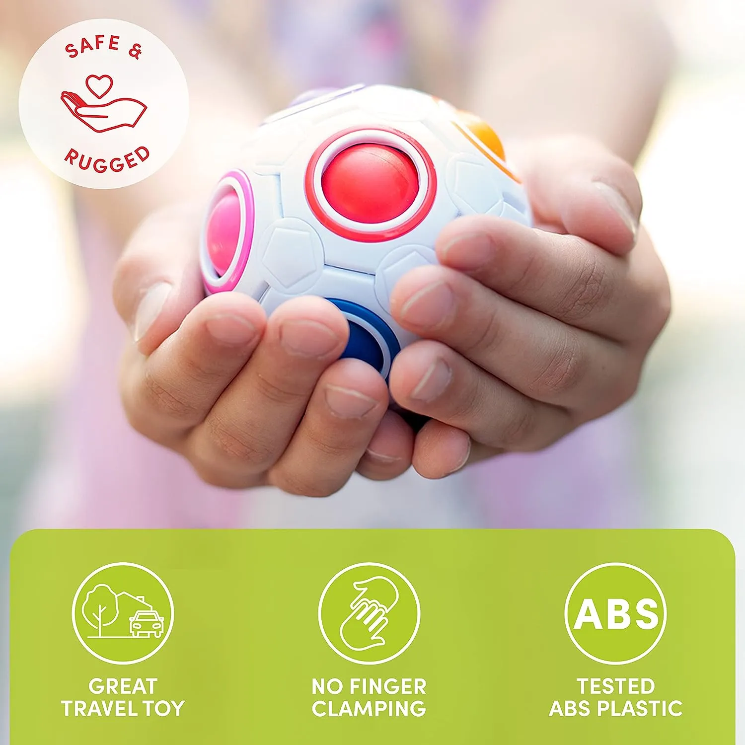 Fidget Ball Magic  Rainbow Puzzle Ball Brain Teaser Travel Toy for Kids Ages 6-10