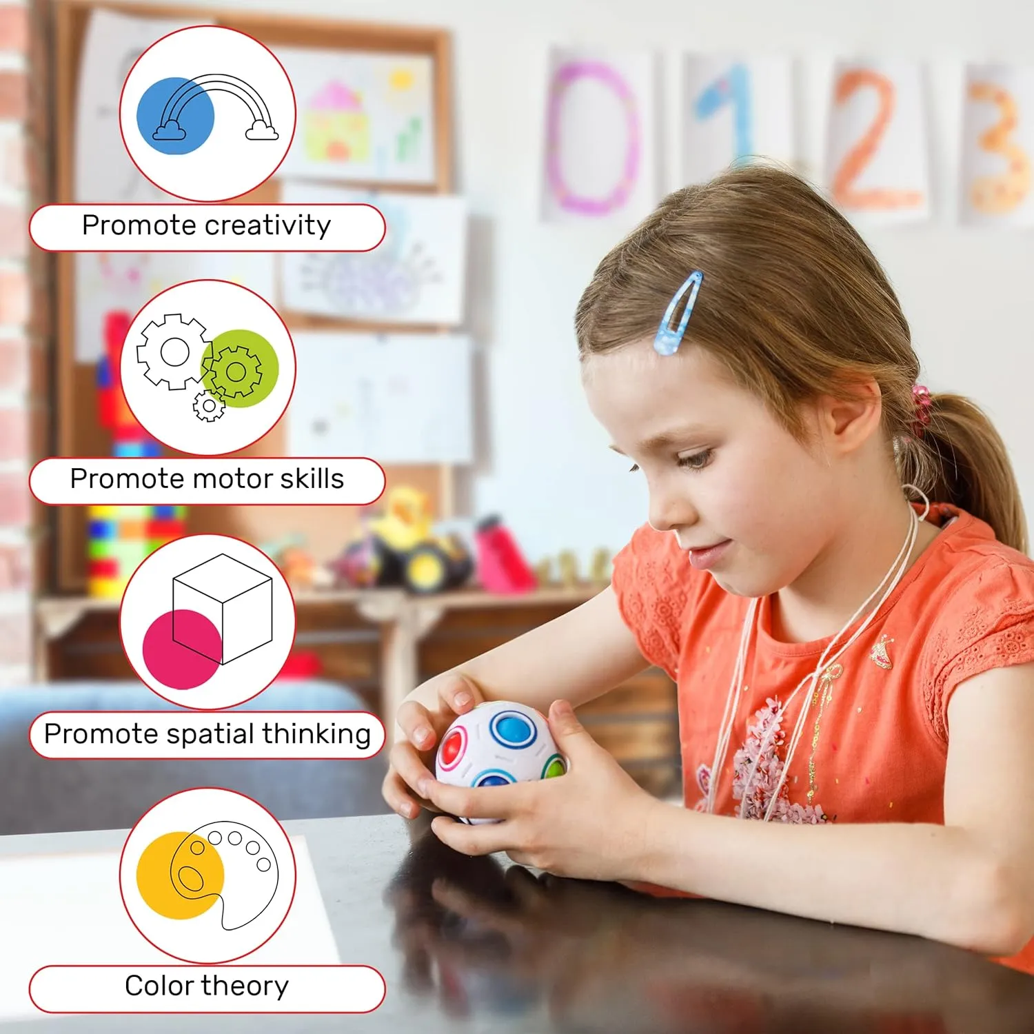 Fidget Ball Magic  Rainbow Puzzle Ball Brain Teaser Travel Toy for Kids Ages 6-10