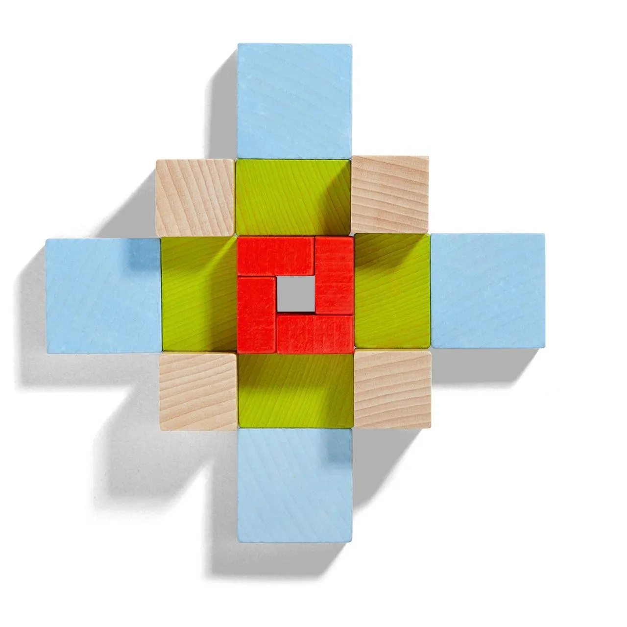 Haba 3D Arranging Game - Wooden Building Blocks, Four By Four