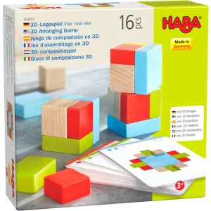 Haba 3D Arranging Game - Wooden Building Blocks, Four By Four