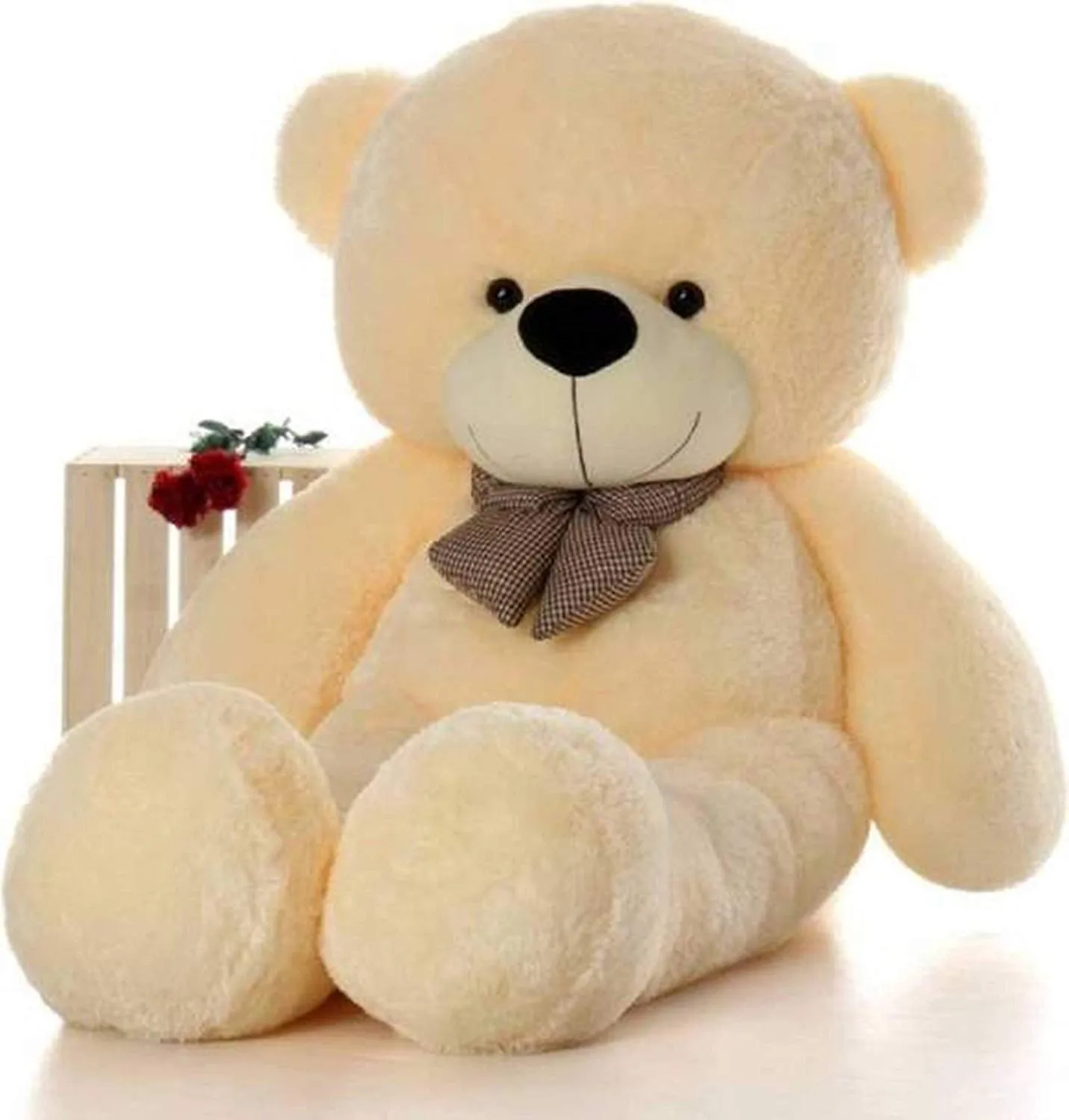 HUG 'n' FEEL SOFT TOYS Loveable HUGABLE Soft Giant Life Size, Long Huge Teddy BearPlush & Stuffed Toys (Best for Someone Special) Cream 4 Feet 120 cm with Free Heart Shape CUSION