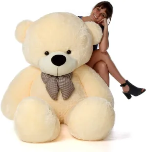HUG 'n' FEEL SOFT TOYS Loveable HUGABLE Soft Giant Life Size, Long Huge Teddy BearPlush & Stuffed Toys (Best for Someone Special) Cream 4 Feet 120 cm with Free Heart Shape CUSION