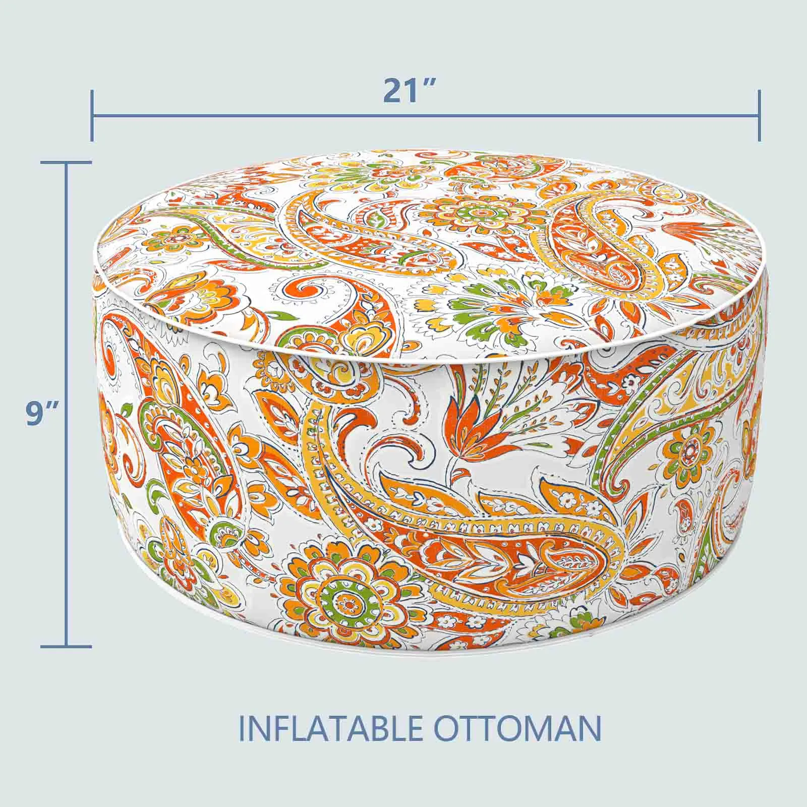 Inflatable Ottoman Paisley White Red LVTXIII Outdoor