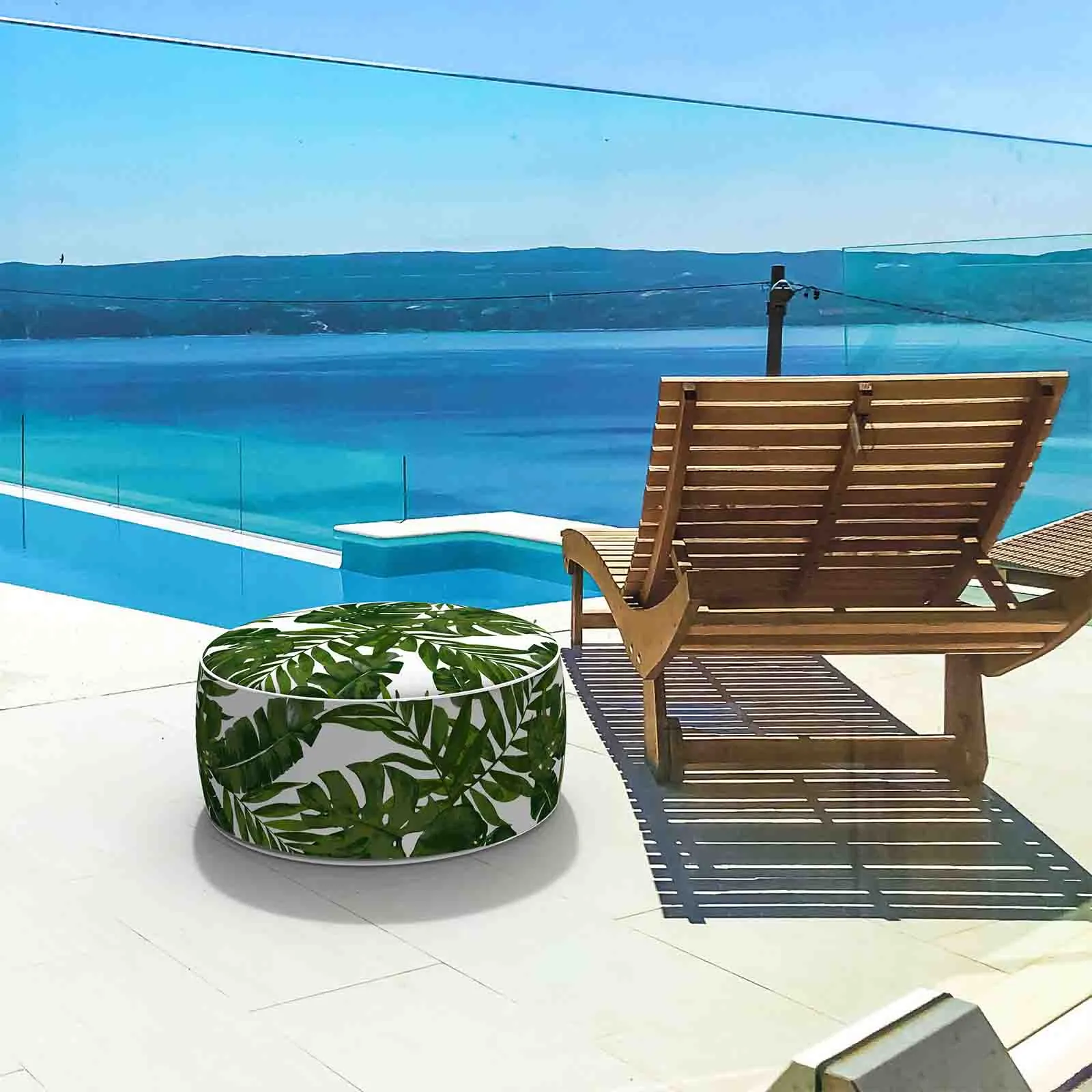 Inflatable Ottoman Palm Green LVTXIII Outdoor