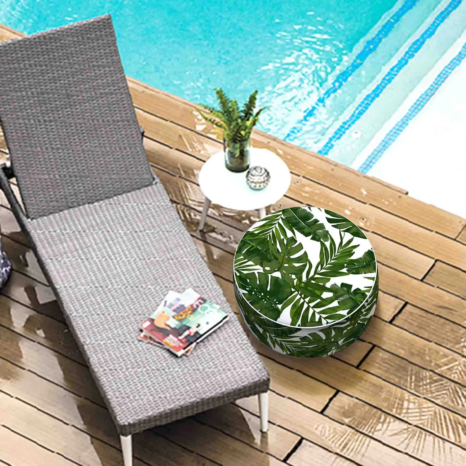 Inflatable Ottoman Palm Green LVTXIII Outdoor