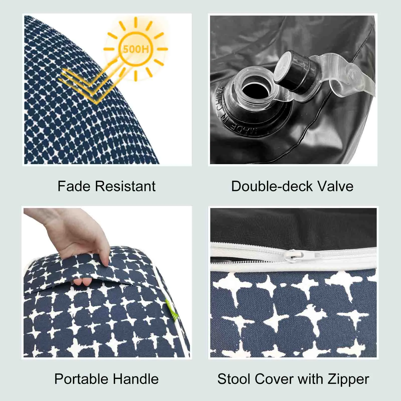 Inflatable Ottoman Tie-dye Navy LVTXIII Outdoor