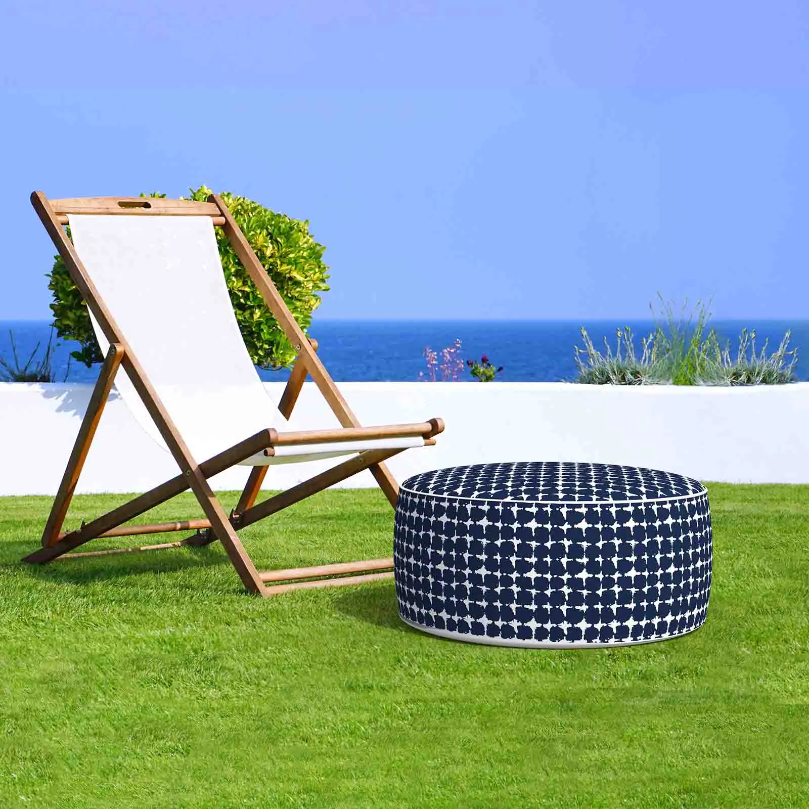 Inflatable Ottoman Tie-dye Navy LVTXIII Outdoor