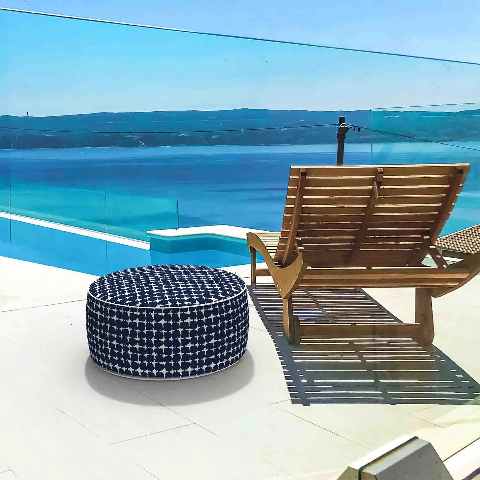 Inflatable Ottoman Tie-dye Navy LVTXIII Outdoor