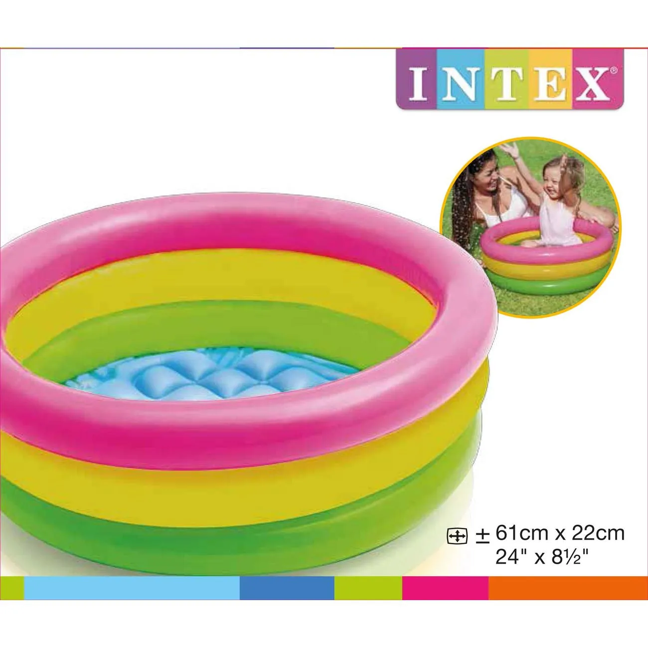 Intex 57107 Sunset Glow 3-Ring Baby Pool 61cm X 22cm