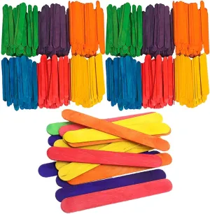 Kicko Jumbo Popsicle Sticks - Wooden Colored Craft Stix 5.5 x .75 Inches - 200 Pack Large