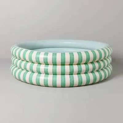 66-Inch Bold Stripe Inflatable Pool Float in Cream, Light Blue, and Green - Hearth & Hand with Magnolia