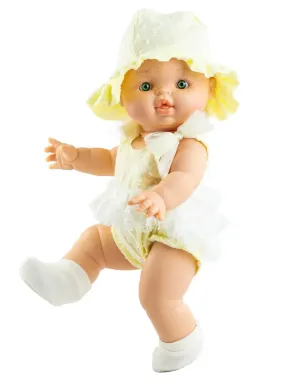 One piece romper and yellow hat with white socks - Lola