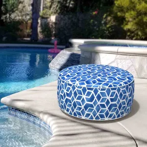 outdoor Inflatable Ottoman Cube Blue LVTXIII Outdoor