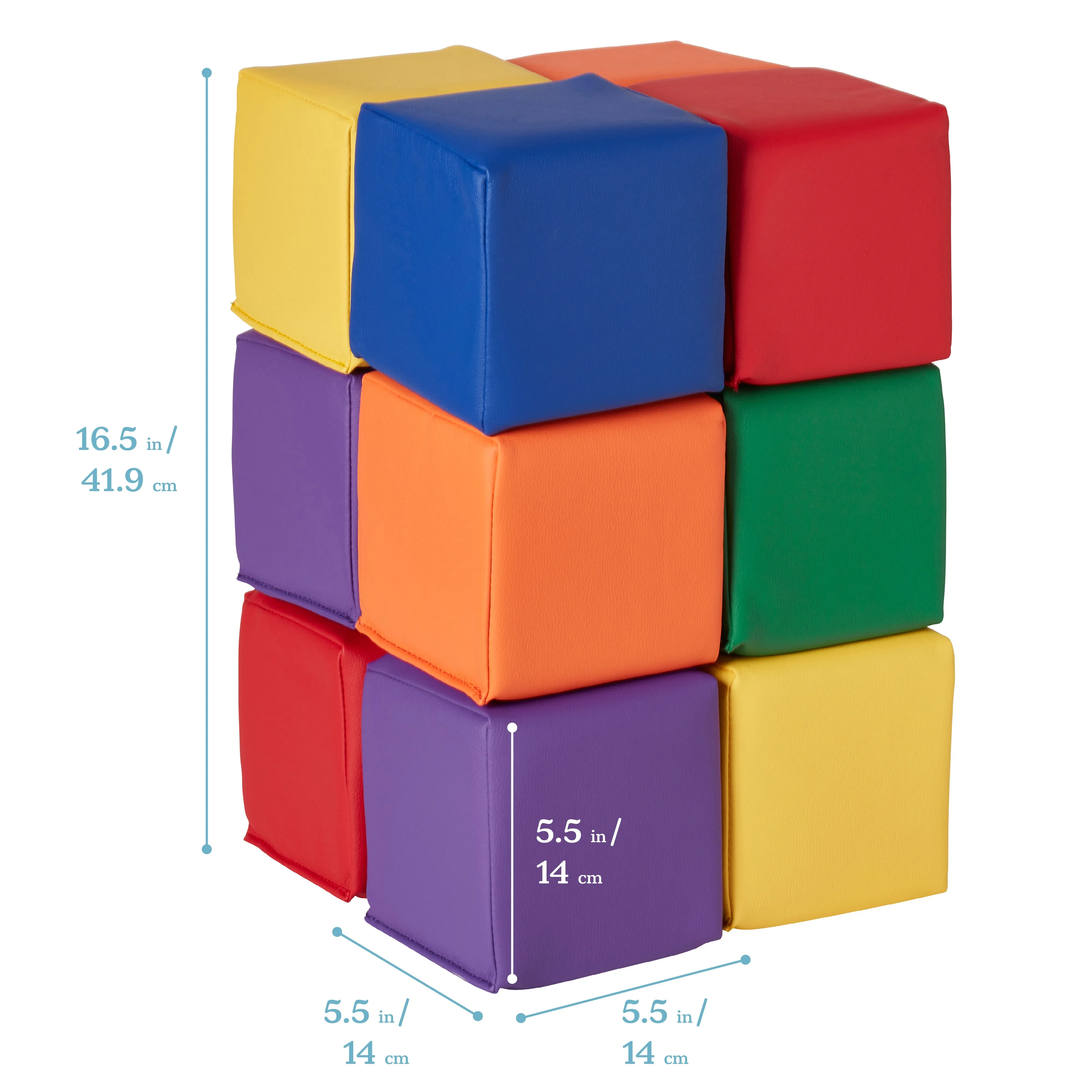 Patchwork Toddler Building Blocks, Foam Cubes, 12-Piece