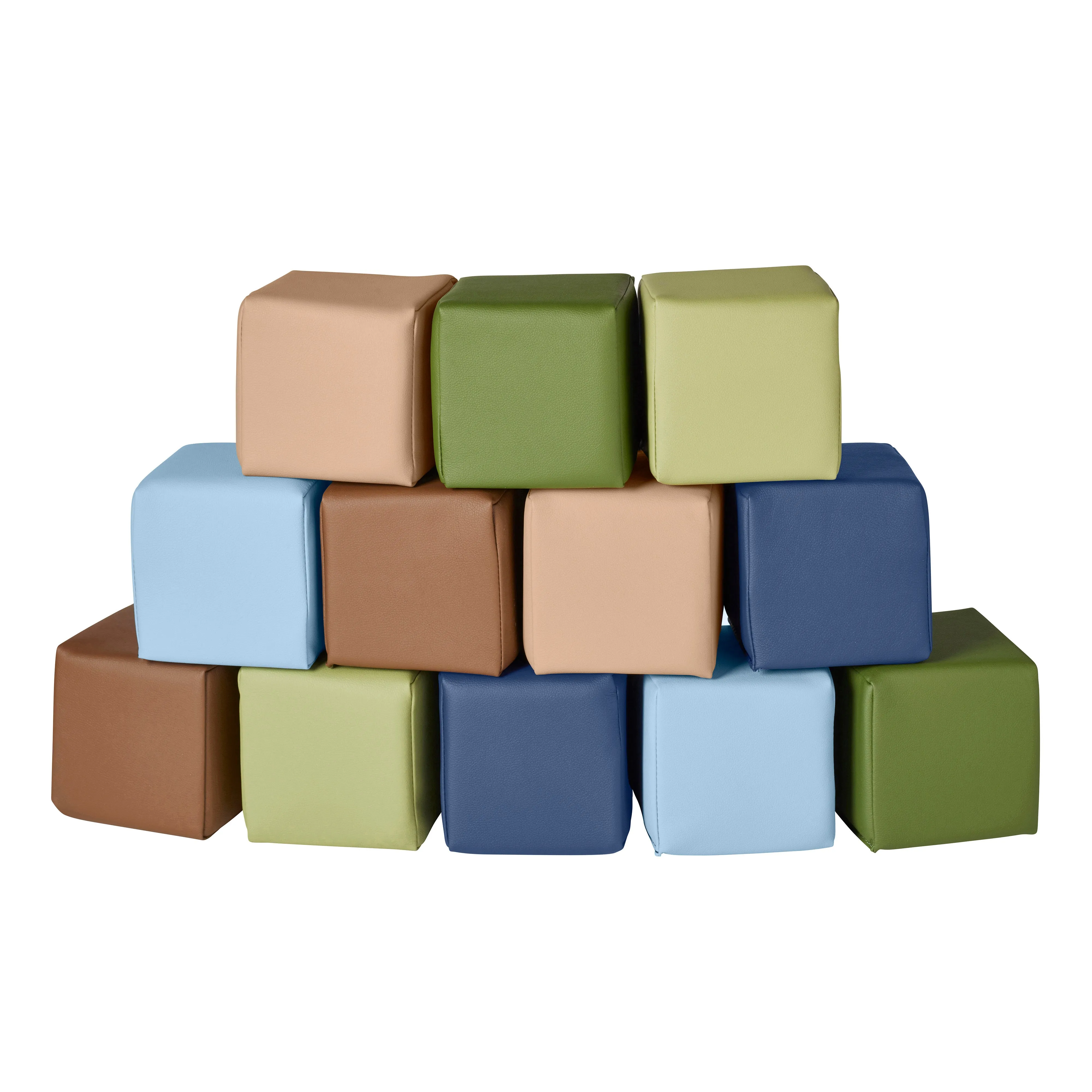 Patchwork Toddler Building Blocks, Foam Cubes, 12-Piece