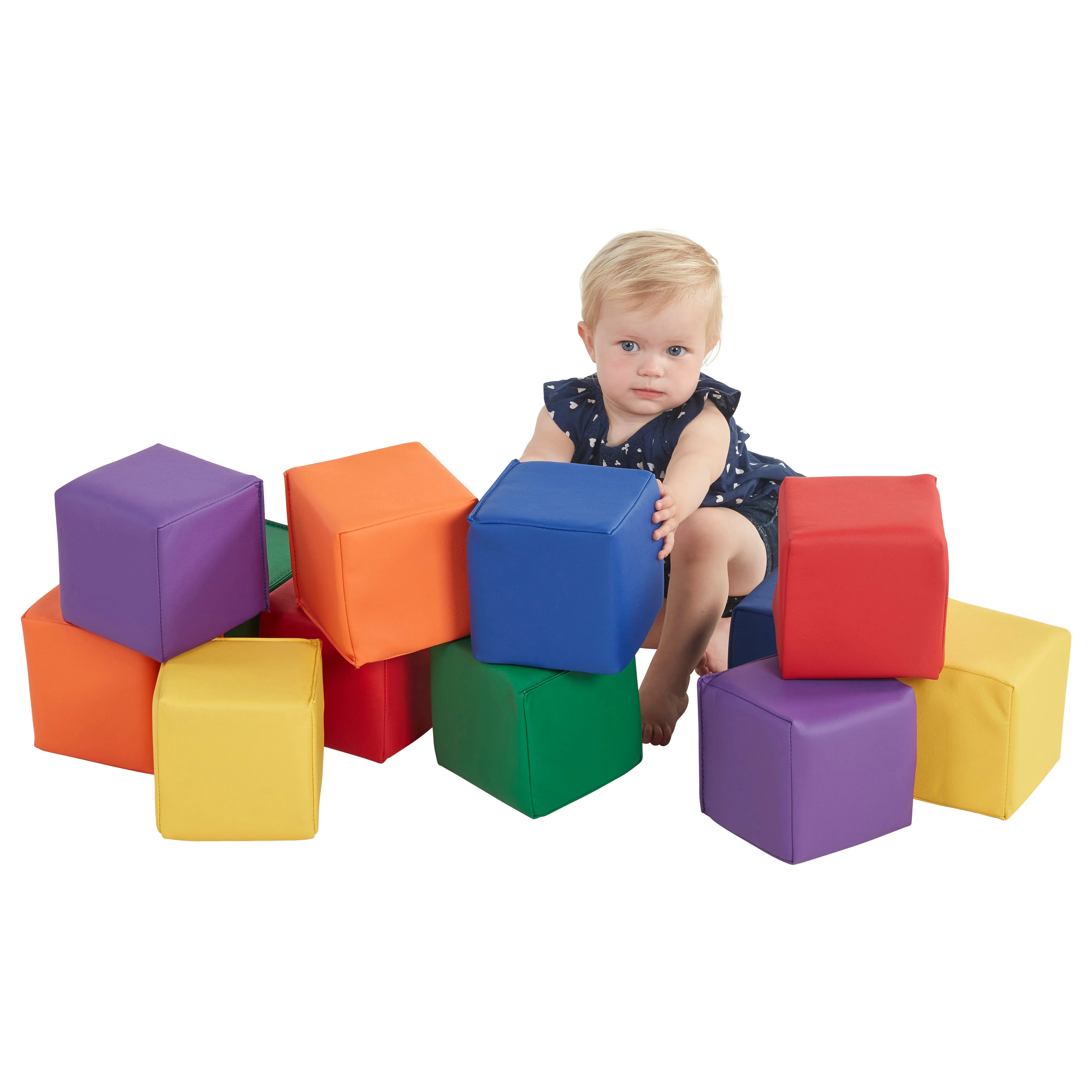 Patchwork Toddler Building Blocks, Foam Cubes, 12-Piece