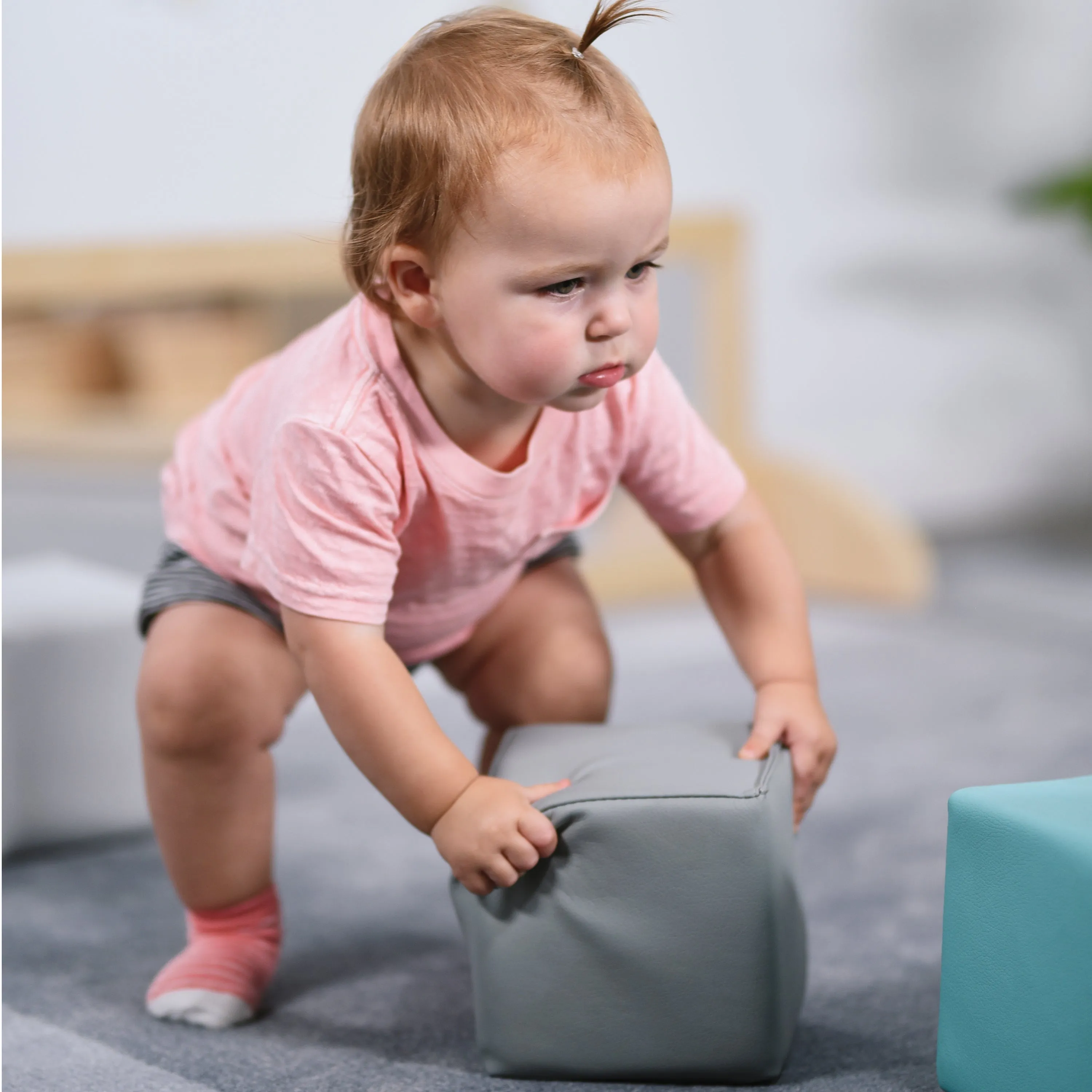 Patchwork Toddler Building Blocks, Foam Cubes, 12-Piece