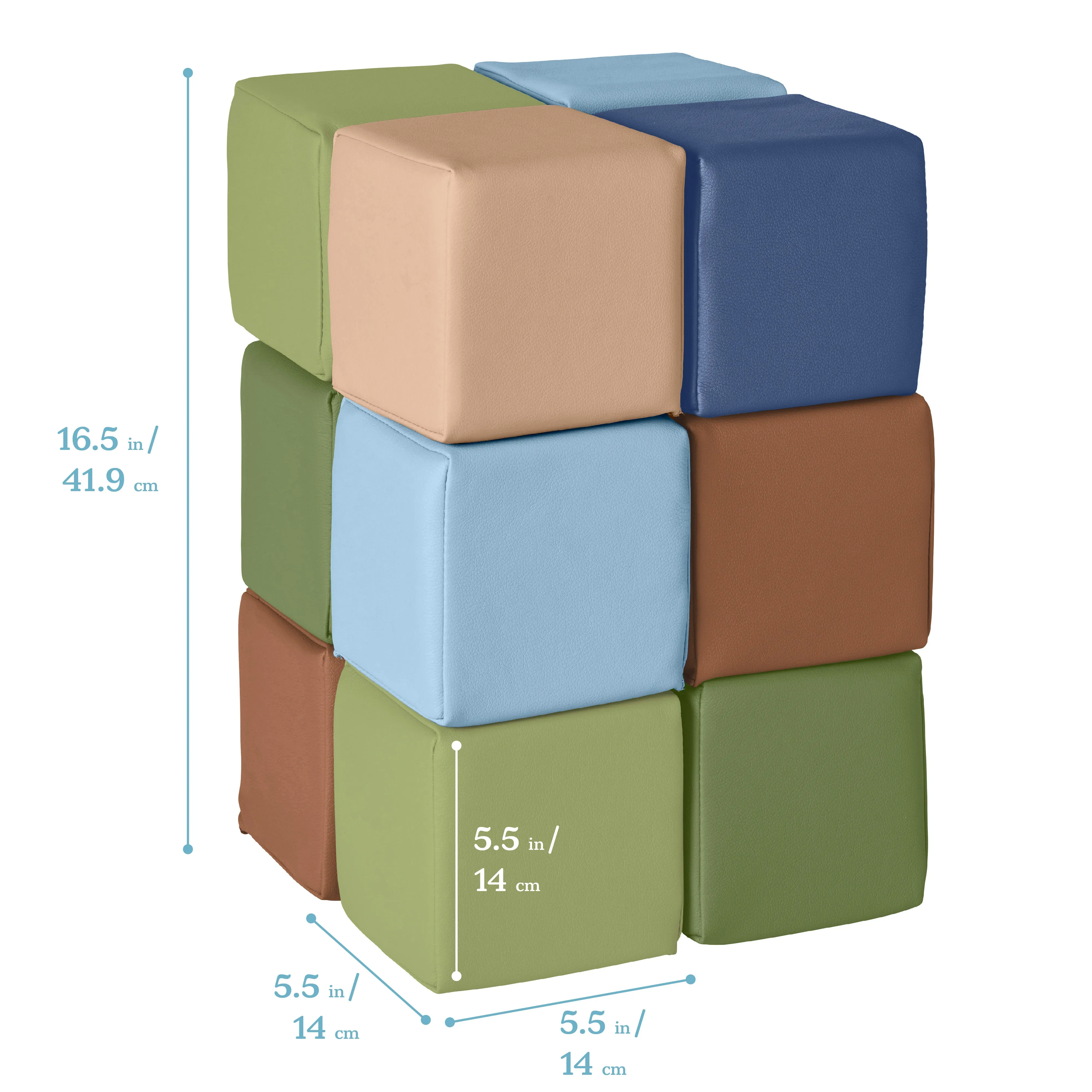 Patchwork Toddler Building Blocks, Foam Cubes, 12-Piece