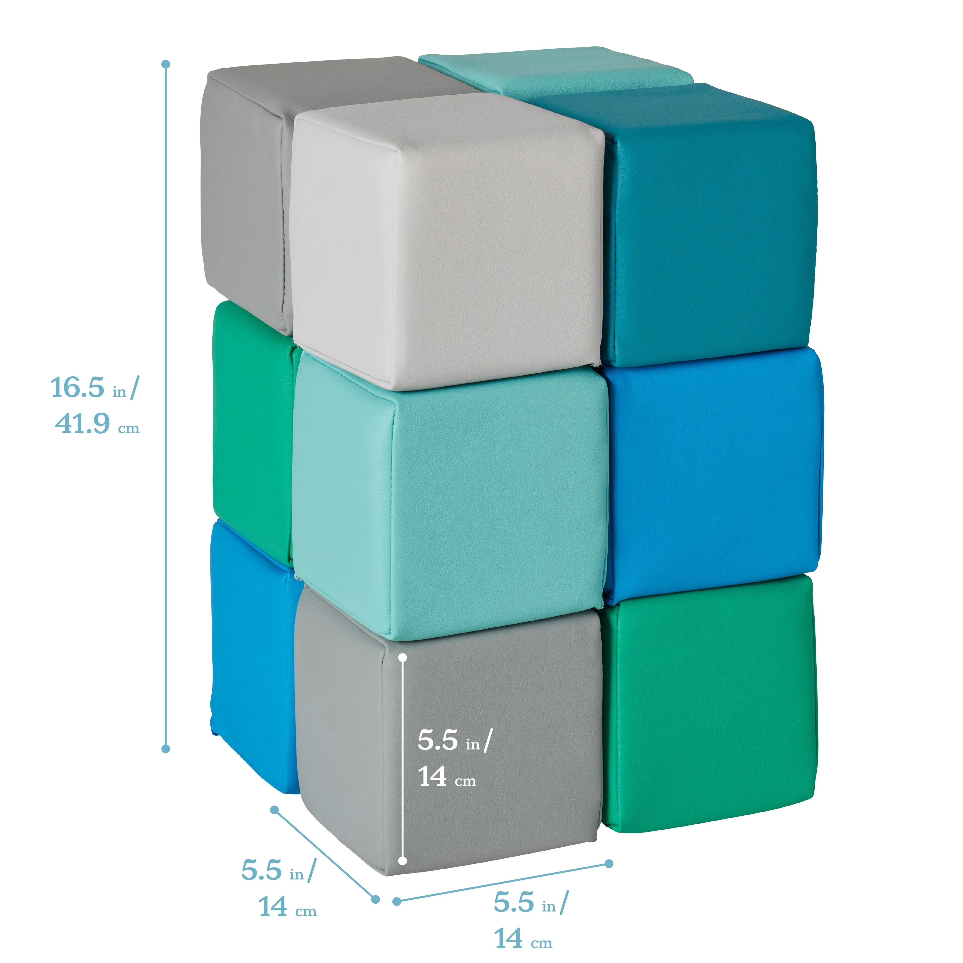 Patchwork Toddler Building Blocks, Foam Cubes, 12-Piece