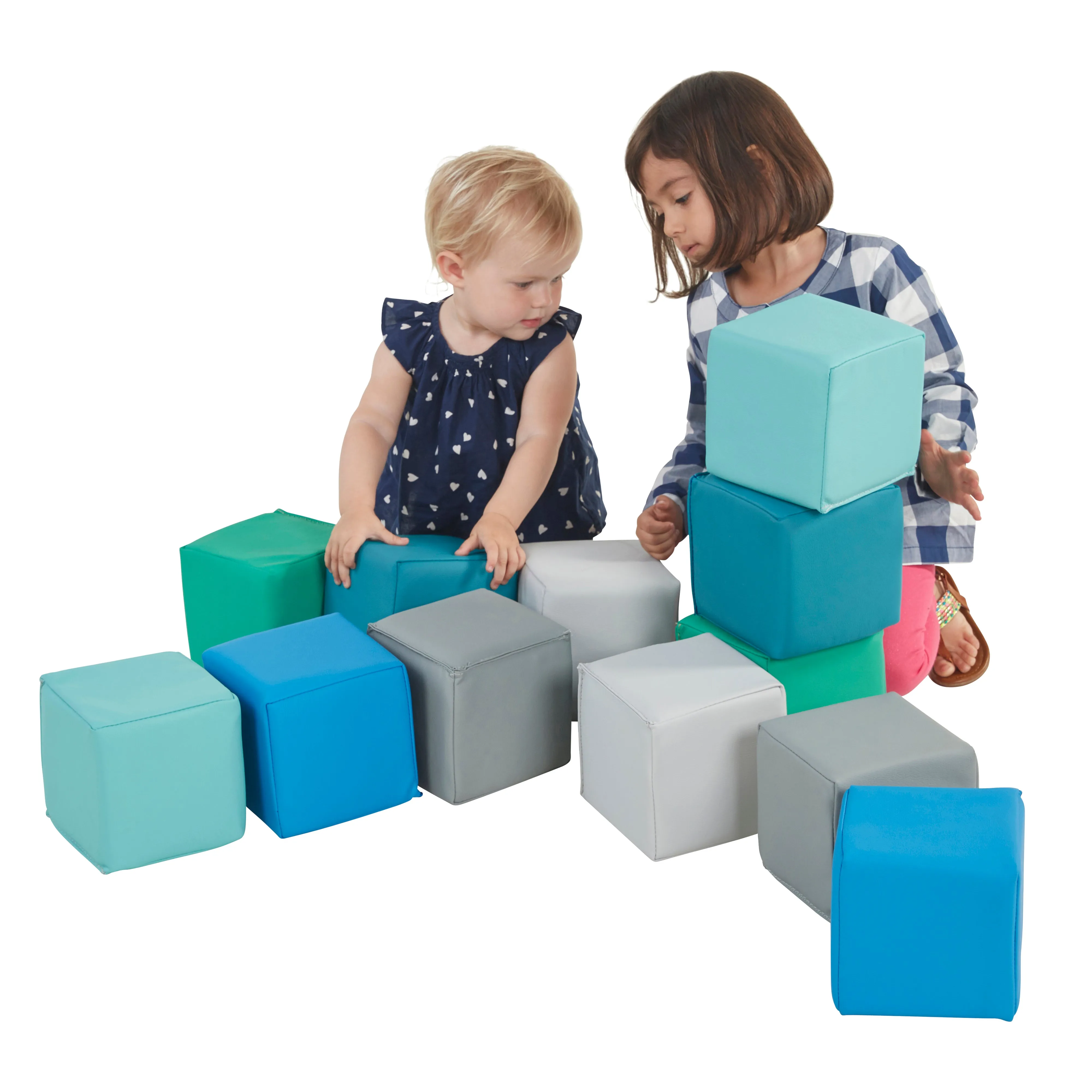 Patchwork Toddler Building Blocks, Foam Cubes, 12-Piece