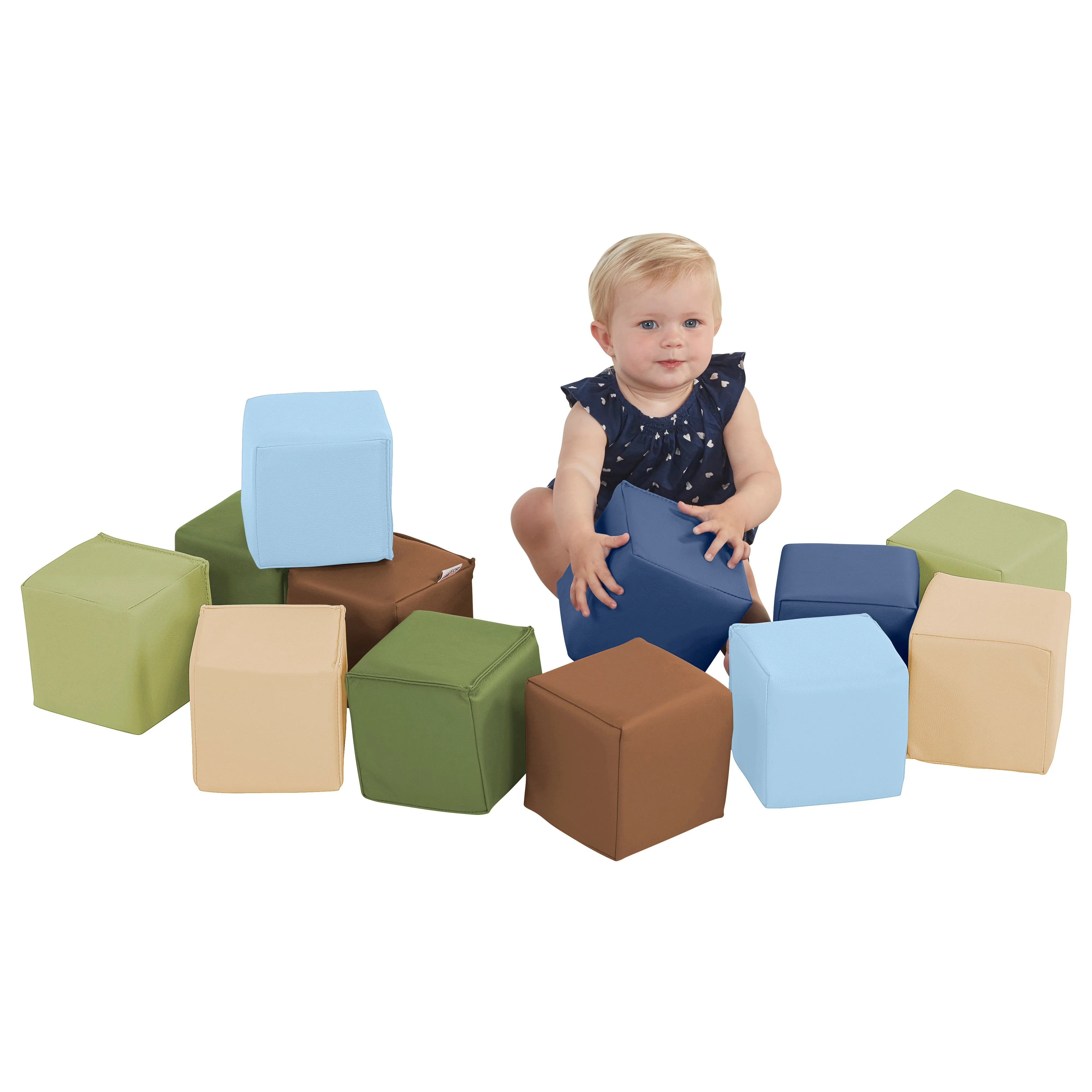 Patchwork Toddler Building Blocks, Foam Cubes, 12-Piece