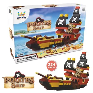 Pirates Ship ABS Building Blocks Kit, Colourful Bricks and Blocks Adventure Play Set - (224 Pcs)