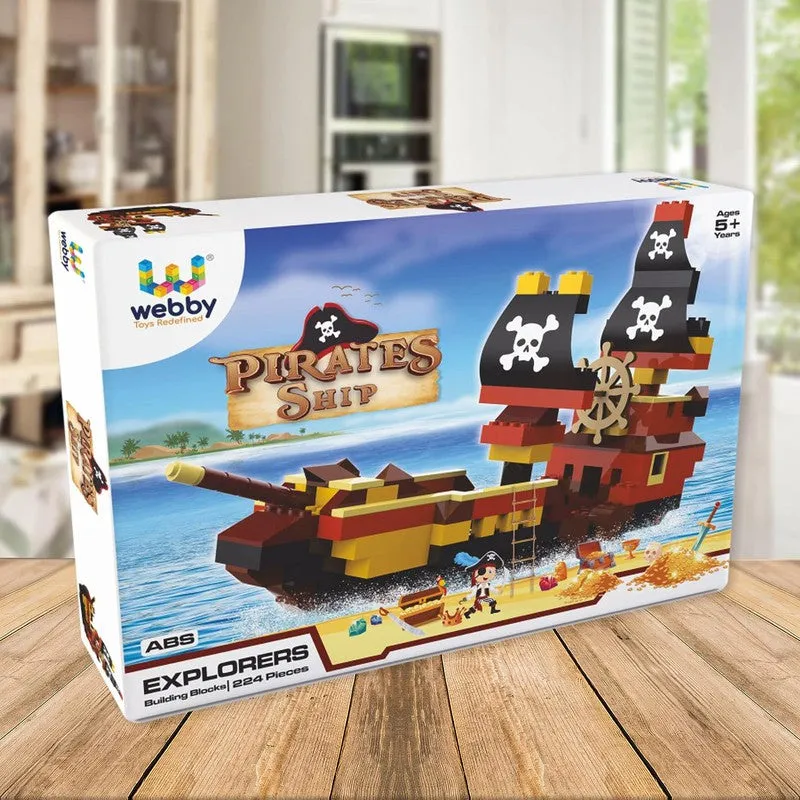 Pirates Ship ABS Building Blocks Kit, Colourful Bricks and Blocks Adventure Play Set - (224 Pcs)