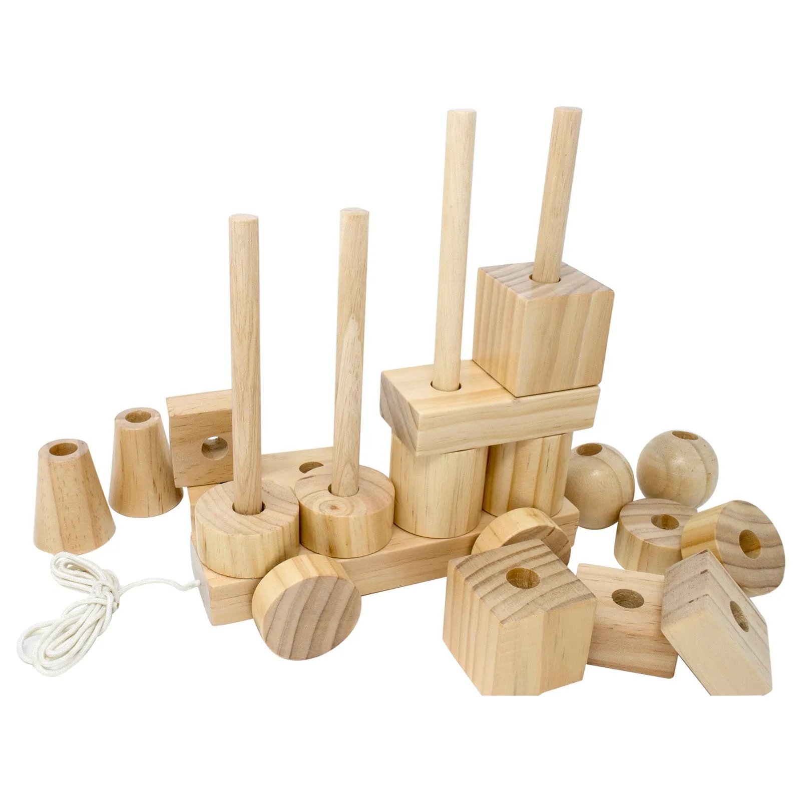 Stacking Train Blocks - Natural